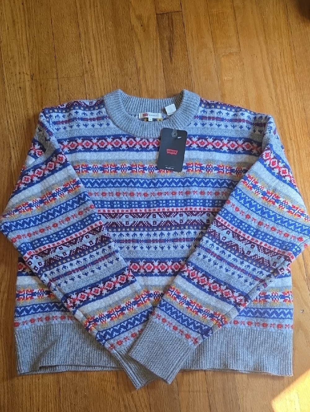 Levi's Light Grey Multicolor Fair Isle Crewneck Sweater